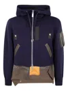 Sacai Zip-up Pocket Hooded Jacket In Blue