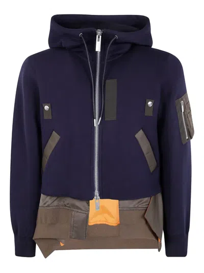 SACAI ZIP-UP POCKET HOODED JACKET