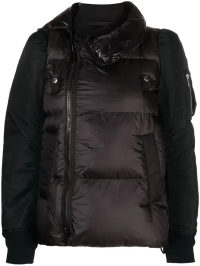 Sacai Zip-up Puffer Jacket In Black