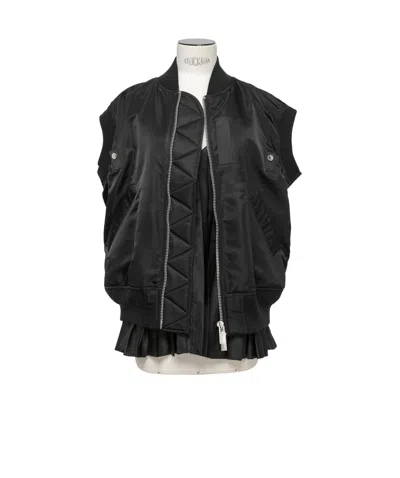 Sacai Nylon Twill Vest In Blue