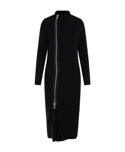 SACAI SACAI LAYERED PLEATED ZIP-UP MIDI DRESS
