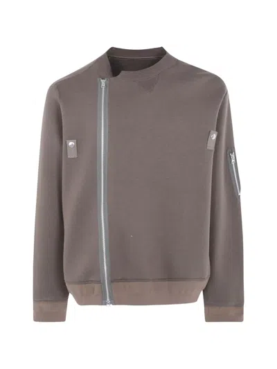 Sacai Zip-detail Sweatshirt In Brown