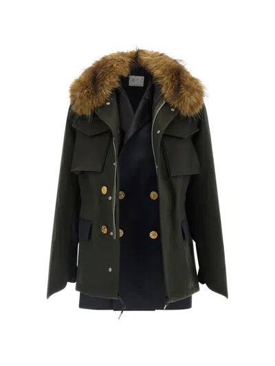 Sacai Zip-fastening Jacket In Green
