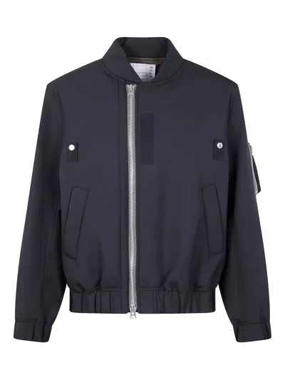 Sacai Zip-fastening Pocket Bomber Jacket In Blue