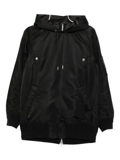Sacai Nylon Twill Hoodie In Black