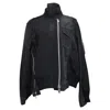 Sacai Zipped Paneled Jacket With Sleeve Pocket In Black Polyester And Cotton In Blue