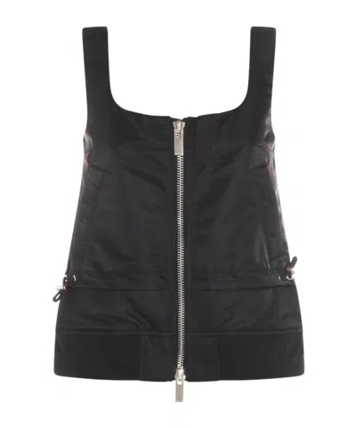 Sacai Zipped Sleeveless Top In Black