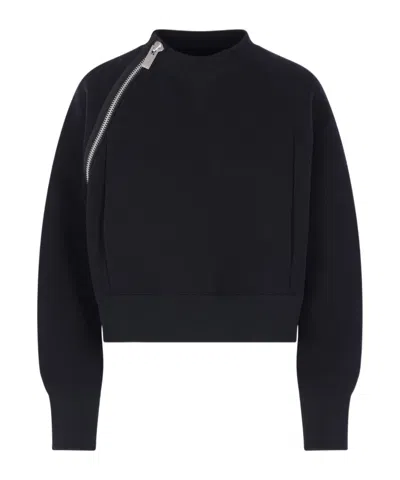 Sacai Zippered Hoodie In Black