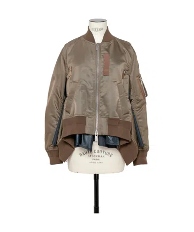 Sacai Zippered Jacket In Nude