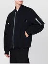 Sacai Zippered Sweatshirt With Ribbed Cuffs And Pockets In Black