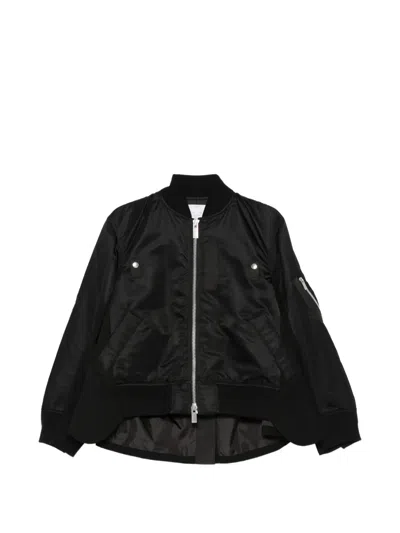 Sacai Zip-pocket Bomber Jacket In Black