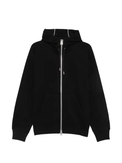 Sacai Zip-up Drawstring Hoodie In Black