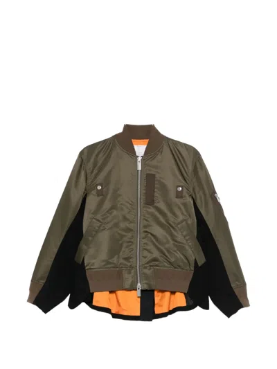 Sacai Zip-up Jacket In Green