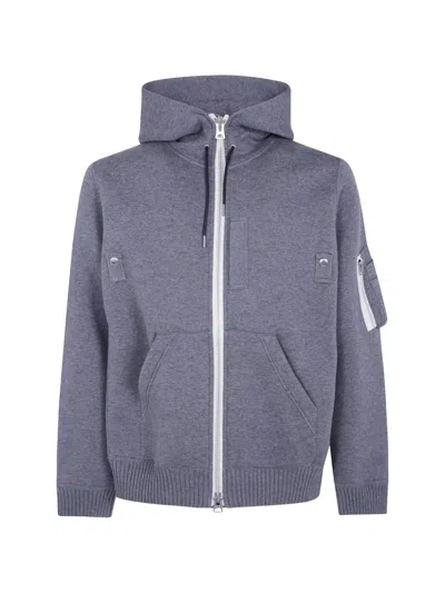 Sacai Zip-up Panelled Hoodie In Gray