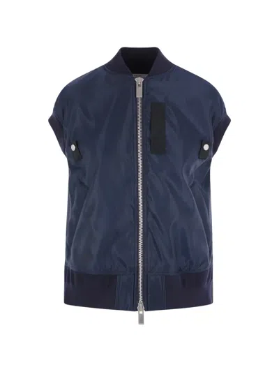 Sacai Zip-up Vest In Blue