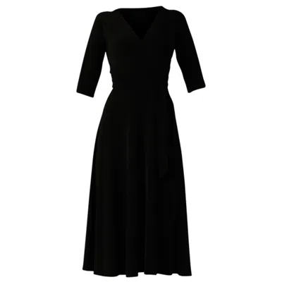 Sacha Drake Women's 3/4 Sleeve Reverse Wrap Midi In Black