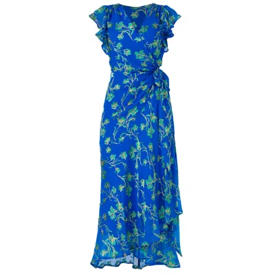 Sacha Drake Women's Blue Aphina Wrap Dress In Cobalt Jade Floral