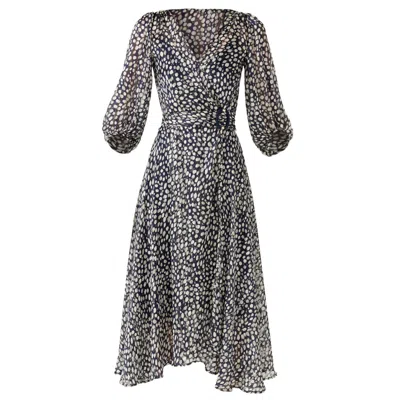 Sacha Drake Women's Blue Cloudland Wrap Dress In Navy White Spot