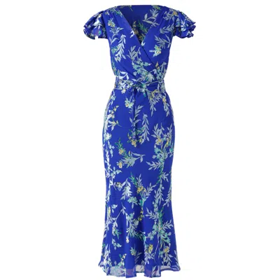 Sacha Drake Women's Blue Evelyn Midi Dress In Sapphire Floral