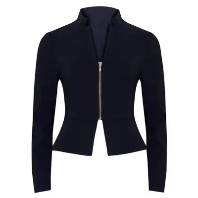 Sacha Drake Women's Blue Front Zip Peplum Jacket In Navy