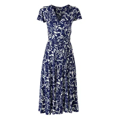 Sacha Drake Women's Blue Reverse Wrap Midi Dress In Navy White Floral
