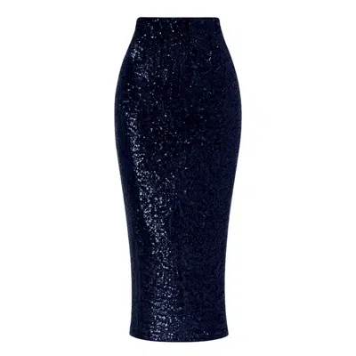 Sacha Drake Women's Blue Sequin Pencil Skirt In Navy