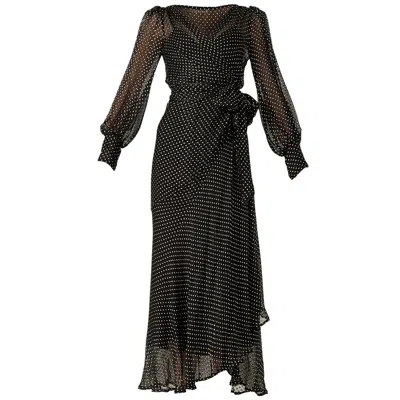 Sacha Drake Women's Calais Wrap Dress In Black Cream Spot