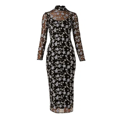Sacha Drake Women's Delicate Domain Dress In Periwinkle Black Flower