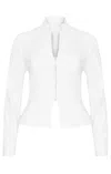 Sacha Drake Women's Front Zip Peplum Jacket In White In White