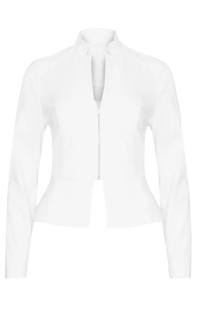 Sacha Drake Women's Front Zip Peplum Jacket In White