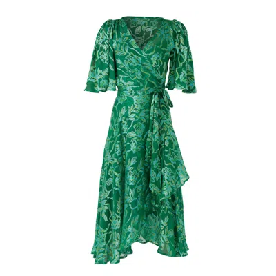 Sacha Drake Women's Garden Maze Wrap Dress In Green Aqua Floral