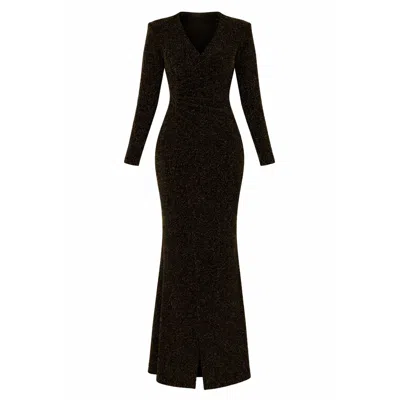 Sacha Drake Women's Gold / Blue Lenora Maxi Dress In Black Gold