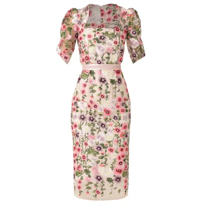 Sacha Drake Women's Green / Pink / Purple Alyssium Midi Dress In Pink Lilac Floral In Multi