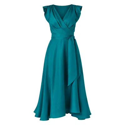 Sacha Drake Women's Green Xenia Wrap Dress In Peacock In Multi