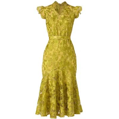 Sacha Drake Women's Green / Yellow Delphine Dress In Chartreuse In Multi