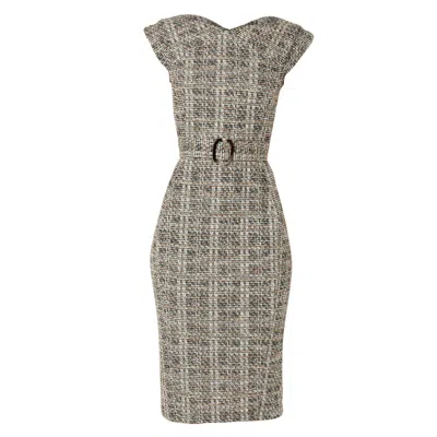 Sacha Drake Women's Grey Ramona Dress In Olive Tan Tweed In Gray