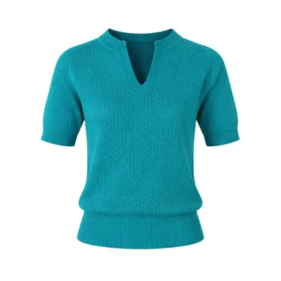 Sacha Drake Women's Henley Knit Top In Sea Green In Blue
