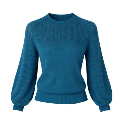 Sacha Drake Women's Long Sleeve Ripple Knit Top In Cerulean Blue