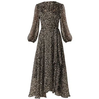 Sacha Drake Women's Moonlit Maze Wrap Dress In Black/yellow