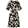 Sacha Drake Women's Neutrals Moonbeam Meadow Midi Dress In Black/white