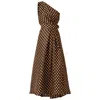 Sacha Drake Women's Neutrals / White / Brown Gardenia One Shoulder Dress In Choc Cream Spot In Multi