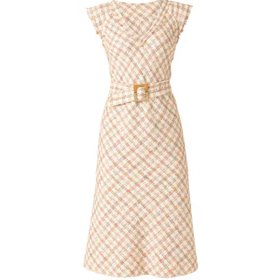 Sacha Drake Women's Petal Pathway Dress In Ivory Peach Tweed In Orange/white