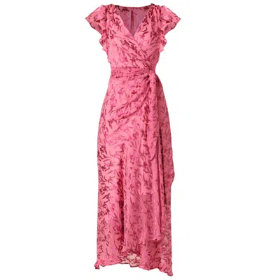Sacha Drake Women's Pink Bella Rose Maxi Wrap Dress In Magenta Botanical