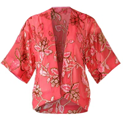 Sacha Drake Women's Pink Blossom Kimono In Watermelon Gold In Animal Print