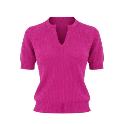 Sacha Drake Women's Pink Henley Knit Top In Fuchsia