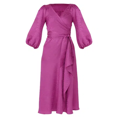Sacha Drake Women's Pink / Purple Chateau Wrap Dress In Magenta Jacquard