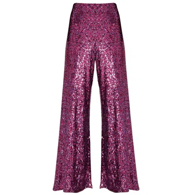 Sacha Drake Women's Pink / Purple Sequin Palazzo Pant In Pink Multi