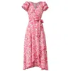 Sacha Drake Women's Pink / White Sara Ruffle Wrap Dress In Pink Floral In Multi