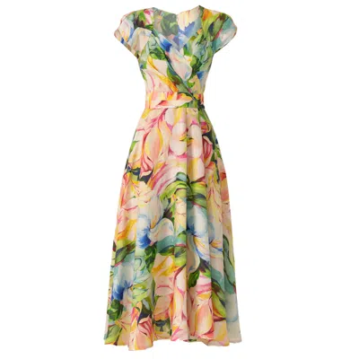 Sacha Drake Women's Pink / Yellow Camille Maxi Dress In Watercolour Floral In Multi