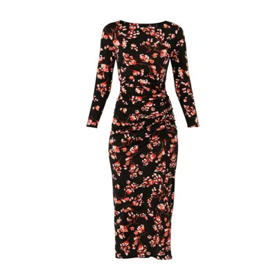 Sacha Drake Women's Quinn Midi Dress In Black Pink Floral
